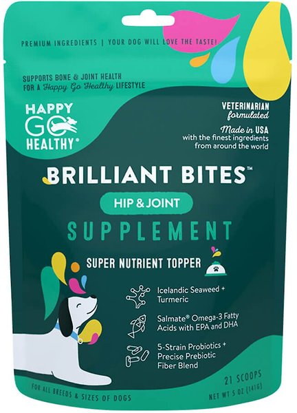 Happy Go Healthy Hip and Joint Mini Breed Dog Supplement， 21 Scoops