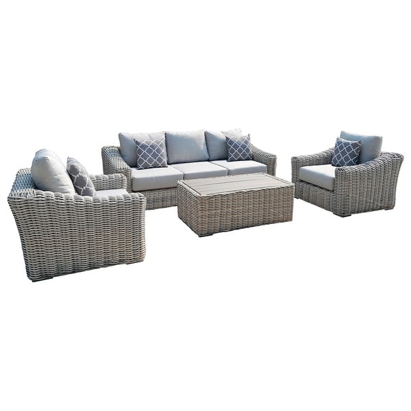 Hawaii 4Piece Outdoor Conversation Sofa Set Patio Furniture Rattan Wicker