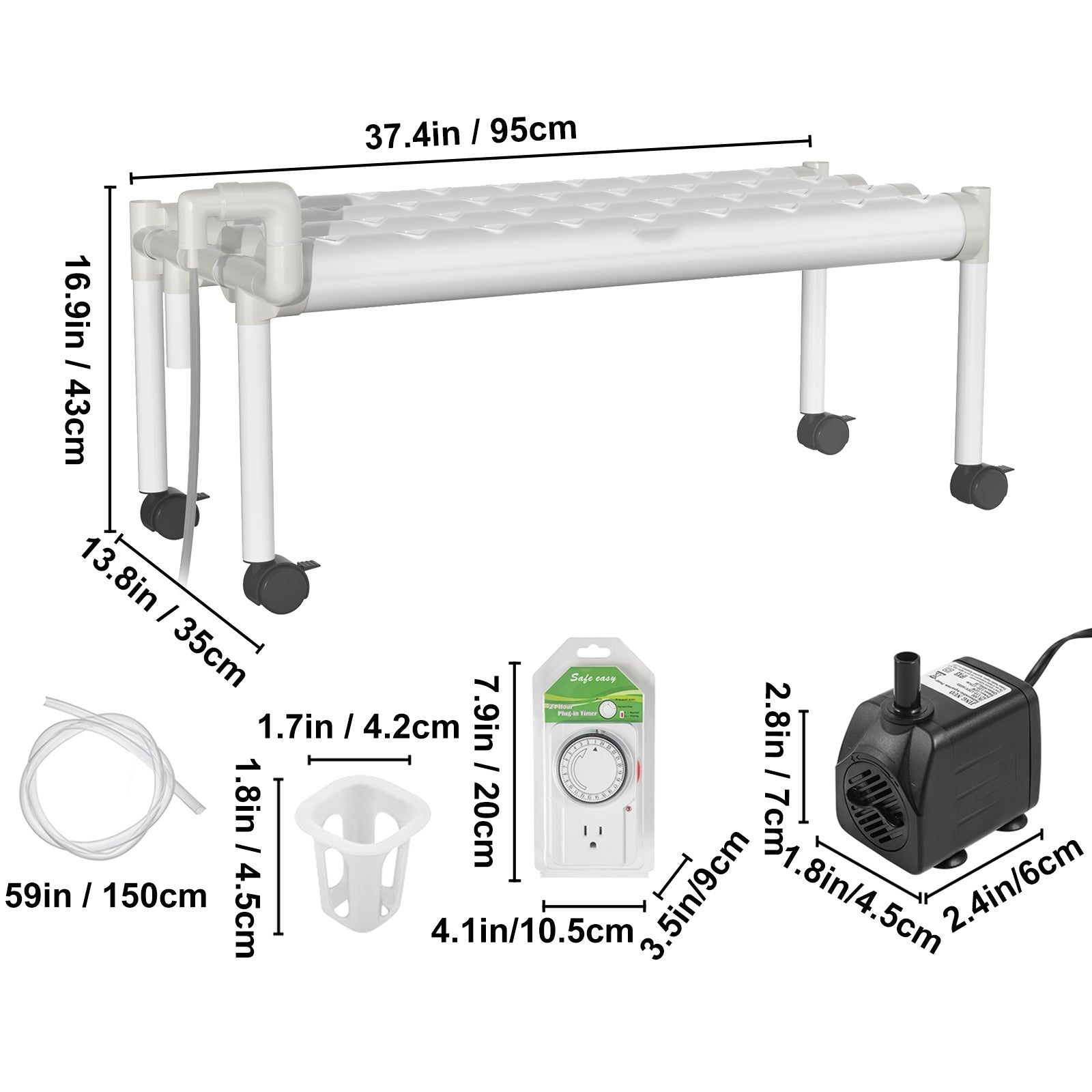 BENTISM Hydroponic Grow Kit Hydroponics System 36 Plant Sites 1 Layer 4 Pipes