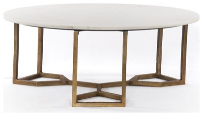 Katniss Coffee Table Raw Brass  Polished White Marble   Transitional   Coffee Tables   by Rustic Home Furniture Deco  Houzz