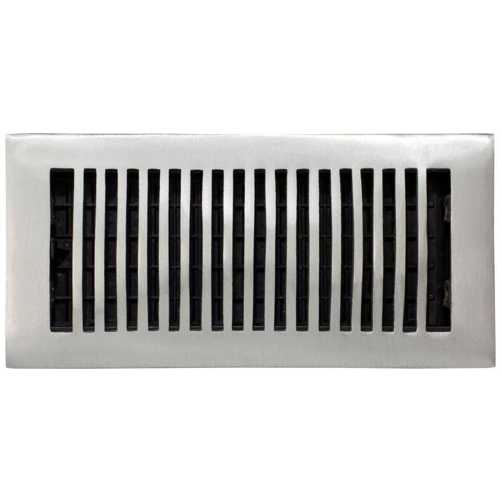 Decor Grates 4 in. x 10 in. Brushed-Aluminum Floor Register LA410-NKL