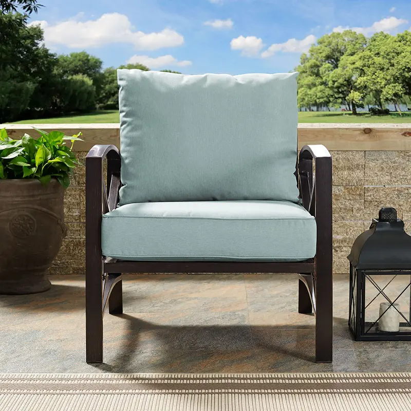 Kaplan Blue Mist and Bronze Patio Armchair