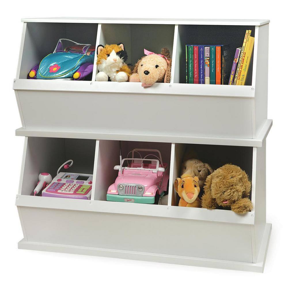 Badger Basket 37 in. W x 17 in. H x 19 in. D White Stackable 3-Storage Cubbies 09778