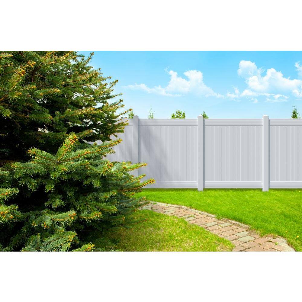 Veranda 5 in. x 5 in. x 8 ft. White Vinyl Routed Fence End Post 238593