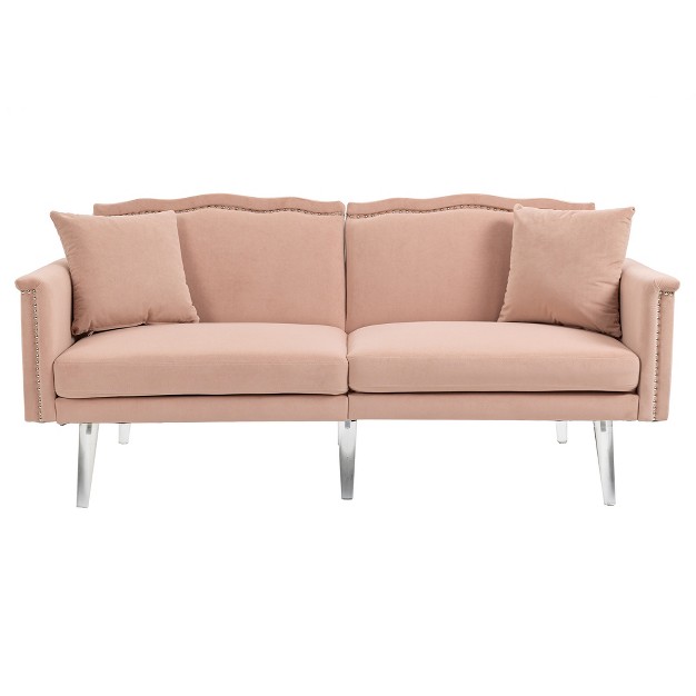 Modern Velvet Upholstered Loveseats Sofa With 2 Pillows modernluxe