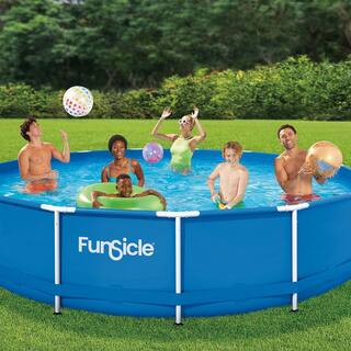 Funsicle 15 ft. Round 36 in. Deep Metal Frame Above Ground Pool with Pump Blue P2001536F