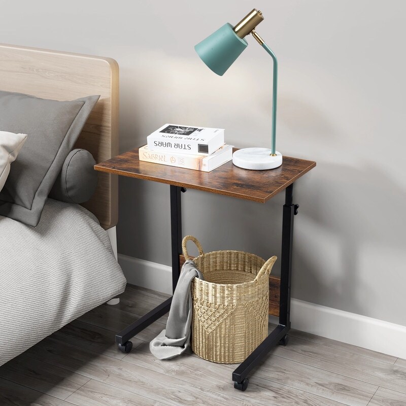 Height adjustable Chipboard   Steel Side Table with Baffle