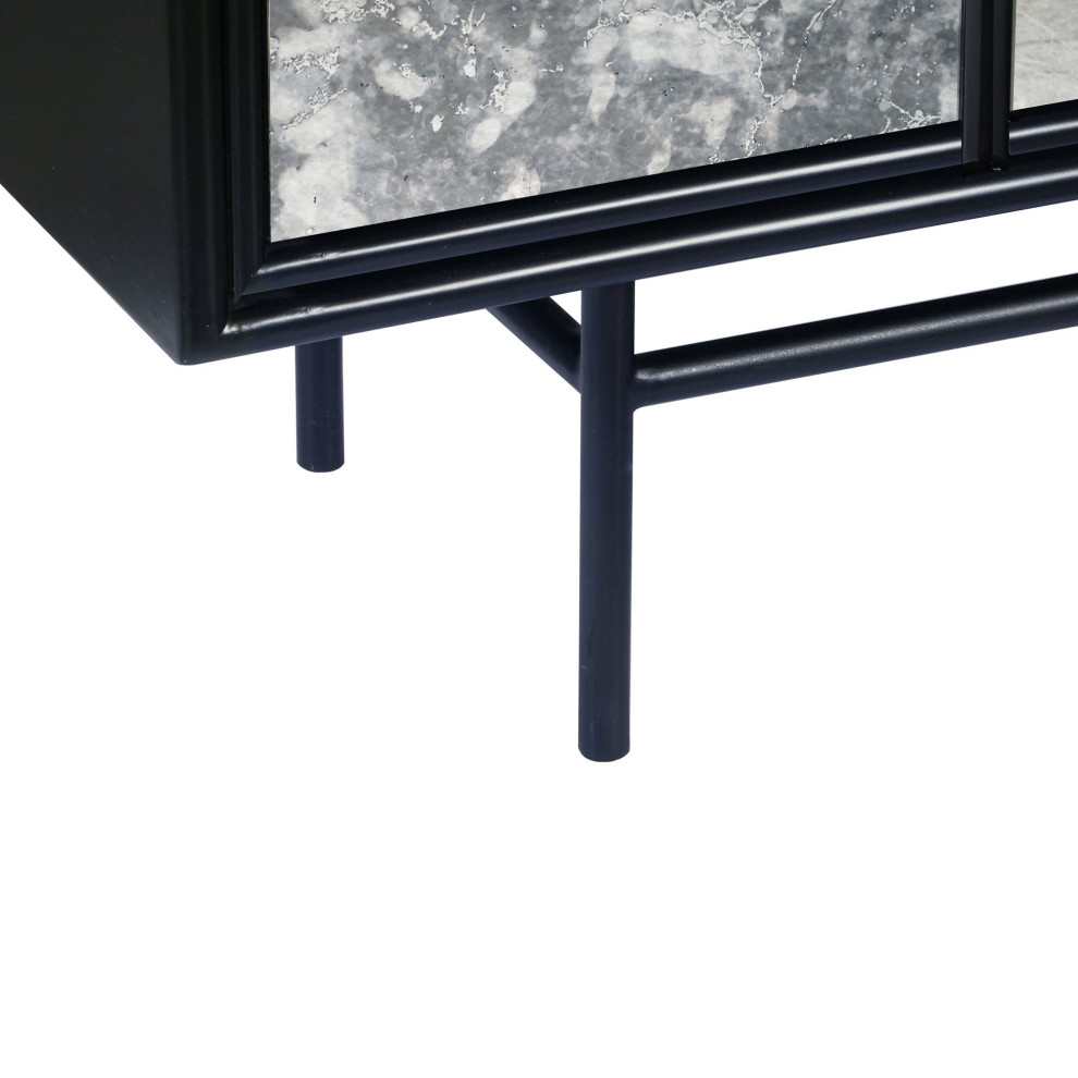 Contemporary Console Table  Unique Design With Mirrored Paneled Doors  Black   Contemporary   Console Tables   by Decor Love  Houzz