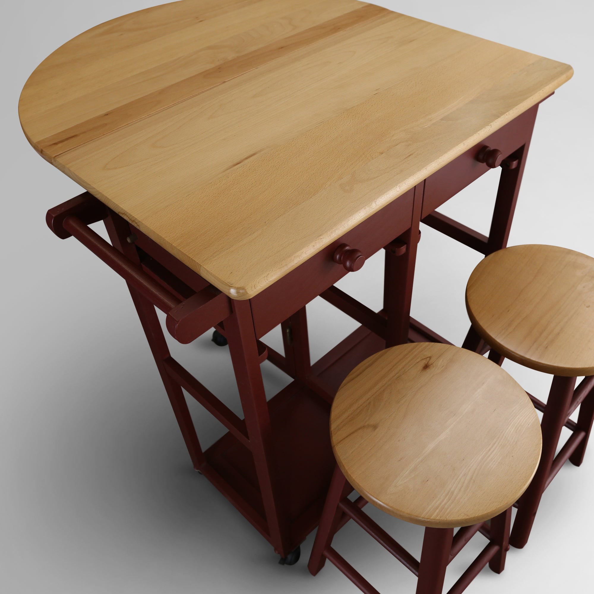 Casual Home Breakfast Cart with Drop-Leaf Table