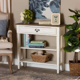 Baxton Studio Dauphine 32 in. White Rectangle Wood Console Table with Drawers 28862-6028-HD