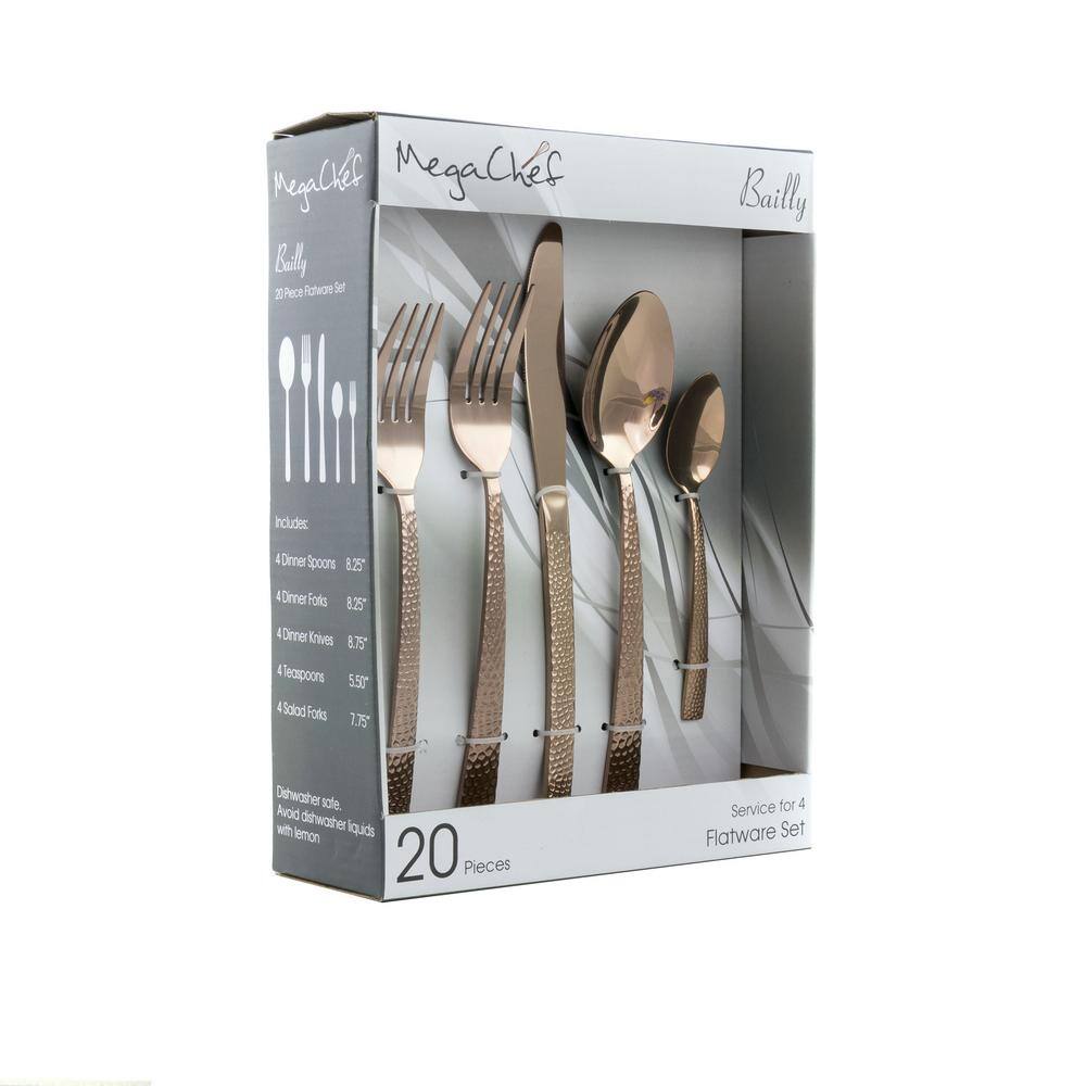 MegaChef Baily 20-Piece Rose Gold Stainless Steel Flatware Set (Service for 4) 985112454M