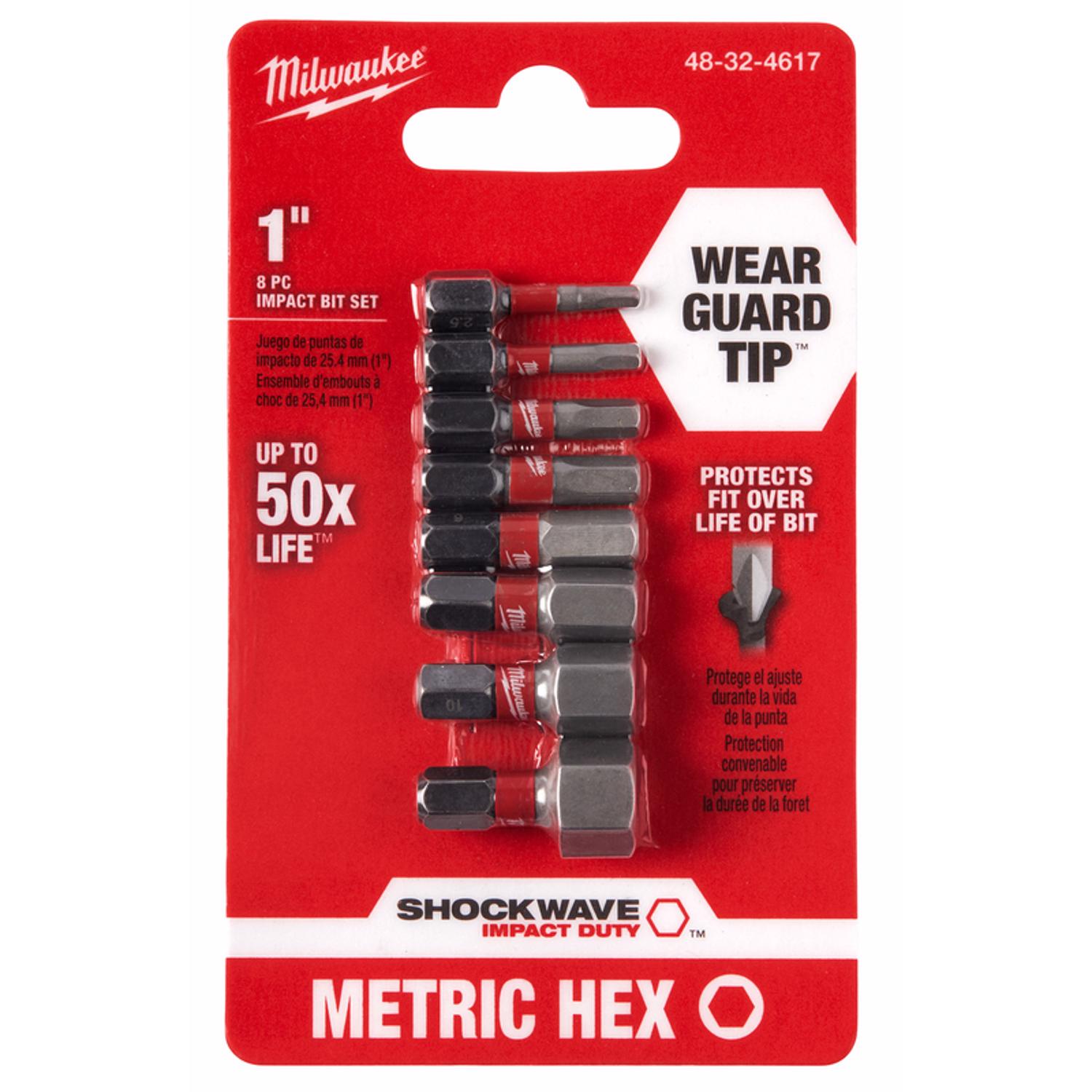 MW Shockwave Hex 1 in. L Impact Insert Bit Set Steel 8 pc