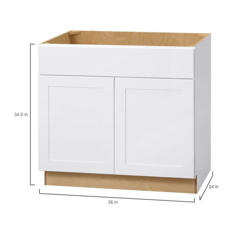 Hampton Bay SB36 Avondale Shaker Alpine White Quick Assemble Plywood 36 in Sink Base Kitchen Cabinet (36 in W x 24 in D x 34.5 in H)