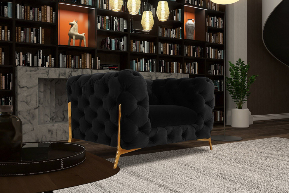 Divani Casa Quincey Transitional Black Velvet Chair   Contemporary   Armchairs And Accent Chairs   by Vig Furniture Inc.  Houzz