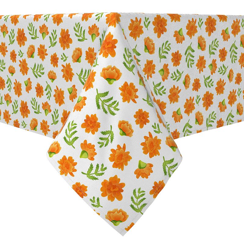 Square Tablecloth， 100% Cotton， 60x60， Orange Marigolds