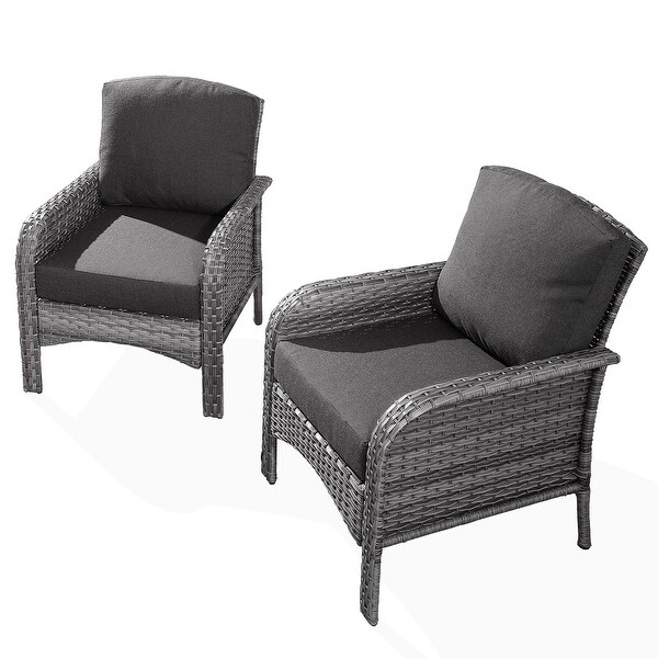 HOOOWOOO Outdoor 2piece Patio Furniture Wicker Chair Set