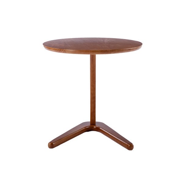 Small Coffee Table with Round Wood Top， Sofa Table with Solid Rubber Wood Legs for Home， Bedroom， Living Room