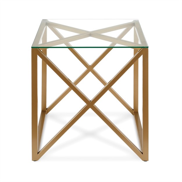 22 x27 Metal Geometric Side Table In Gold Henn amp hart