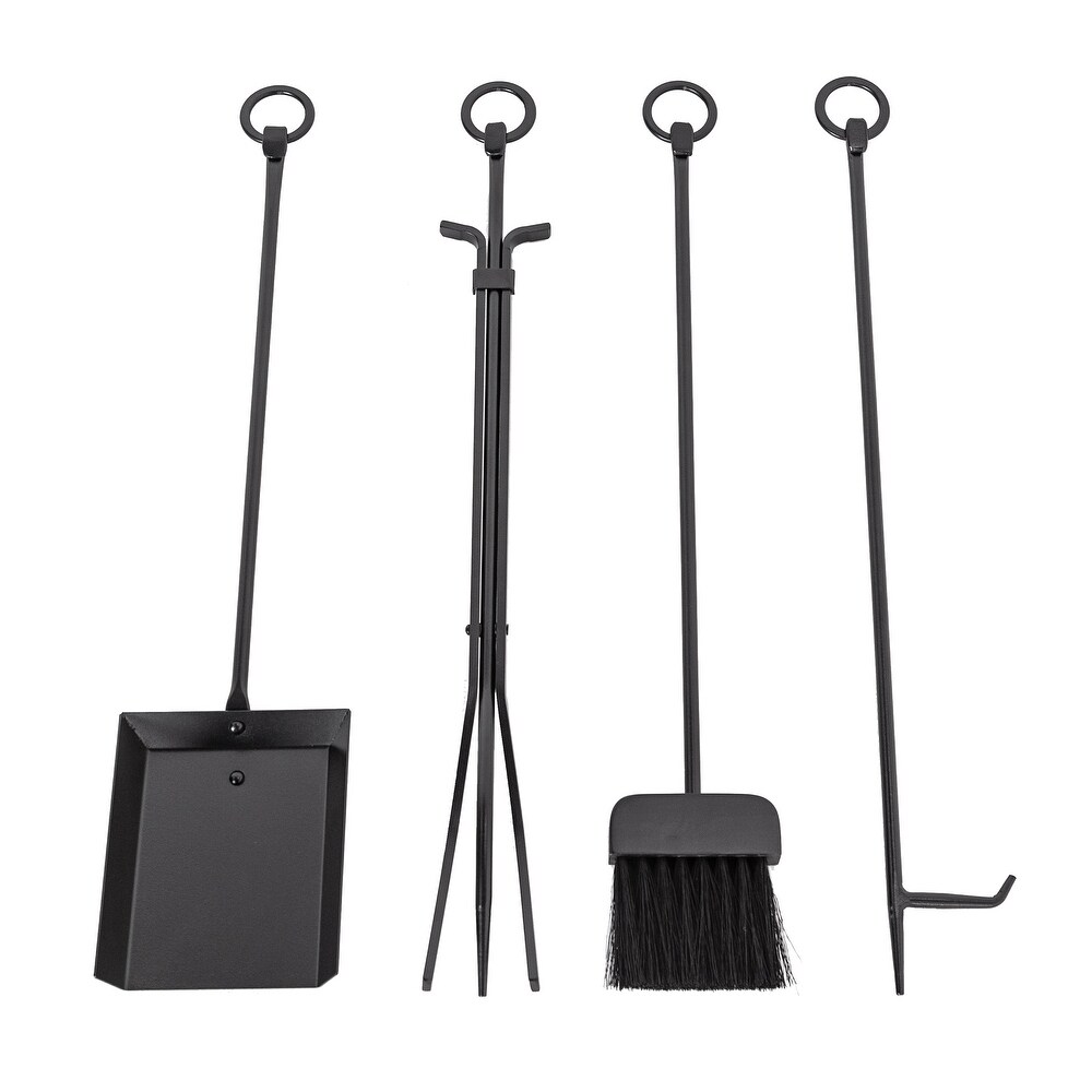 Design Specialties Craftsman Textured Black Fireplace 4 Piece Tool Set