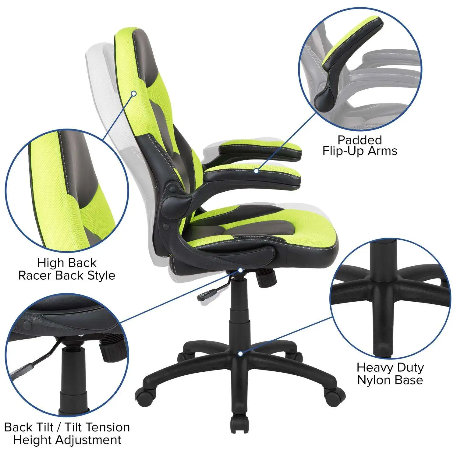 X10 Green Leather/Mesh Office Chair