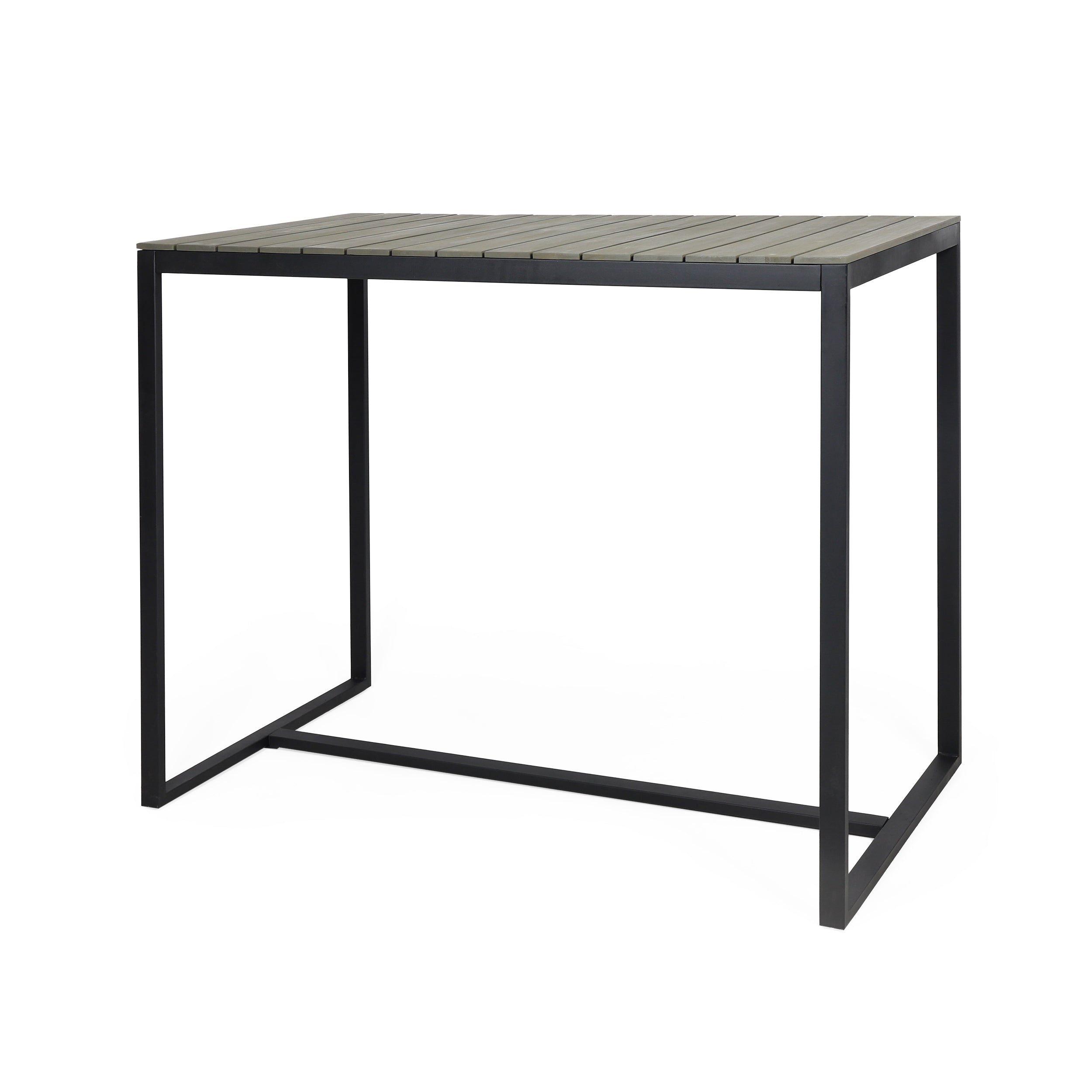 Arath Outdoor Modern Industrial Acacia Wood Bar Table