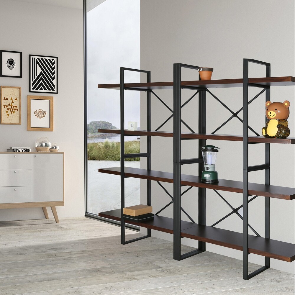 8 Tier and 8 Open Wider Metal Frame and Industrial Wood Etagere Bookcase   70.87*56.69*13 inch