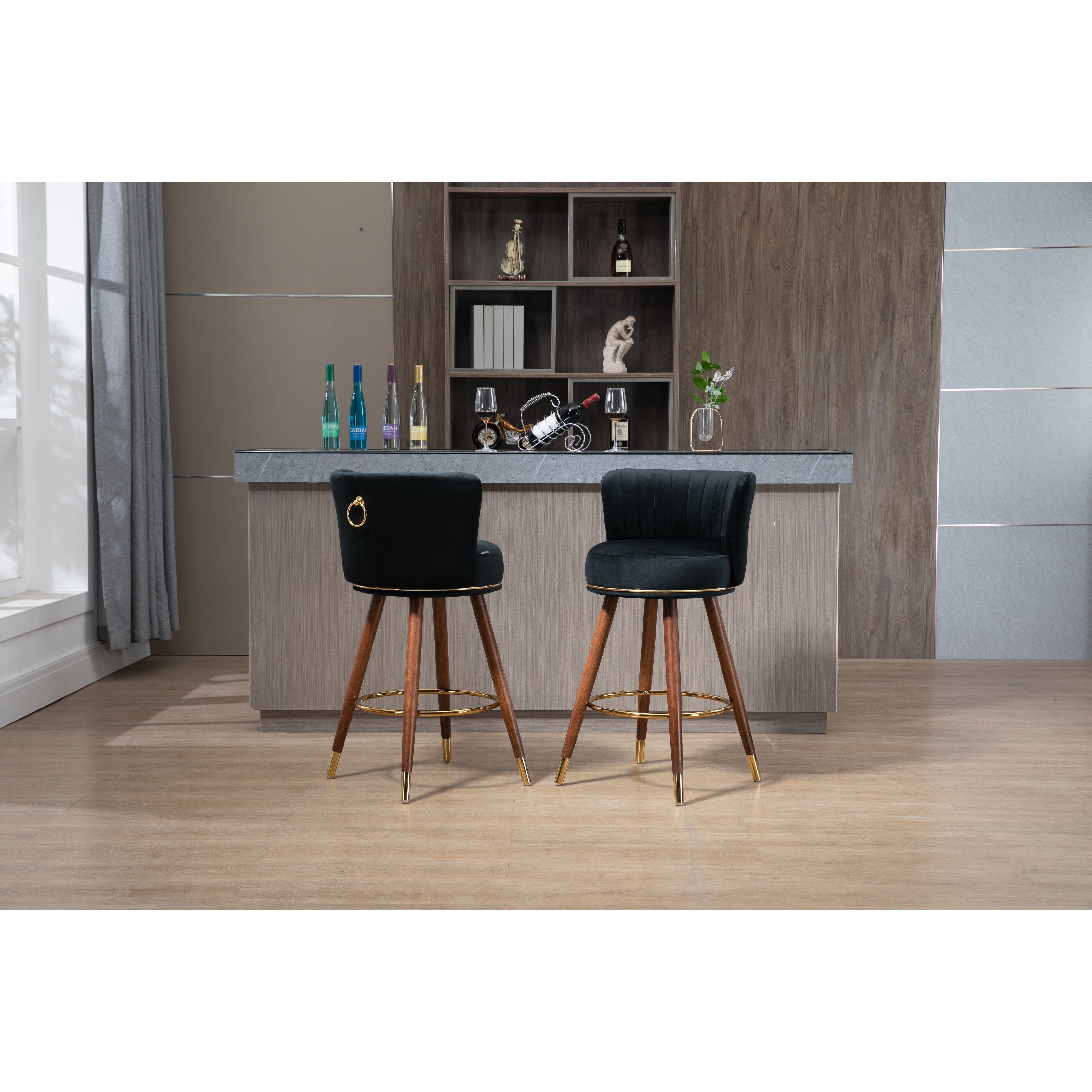 Counter Height Bar Stools Set of 2 andh fixed height to 360 degree