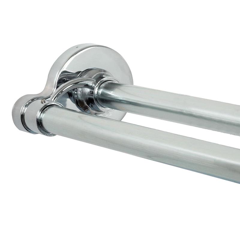 Zenna Home 36602SS Double Shower Rod， Chrome  44 x 72 in.