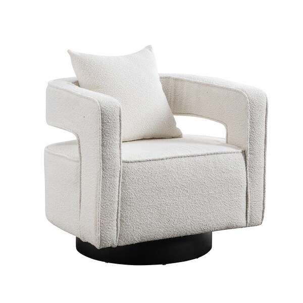 26W Swivel Accent Open Back Chair， Ivory Leisure Arm Chair