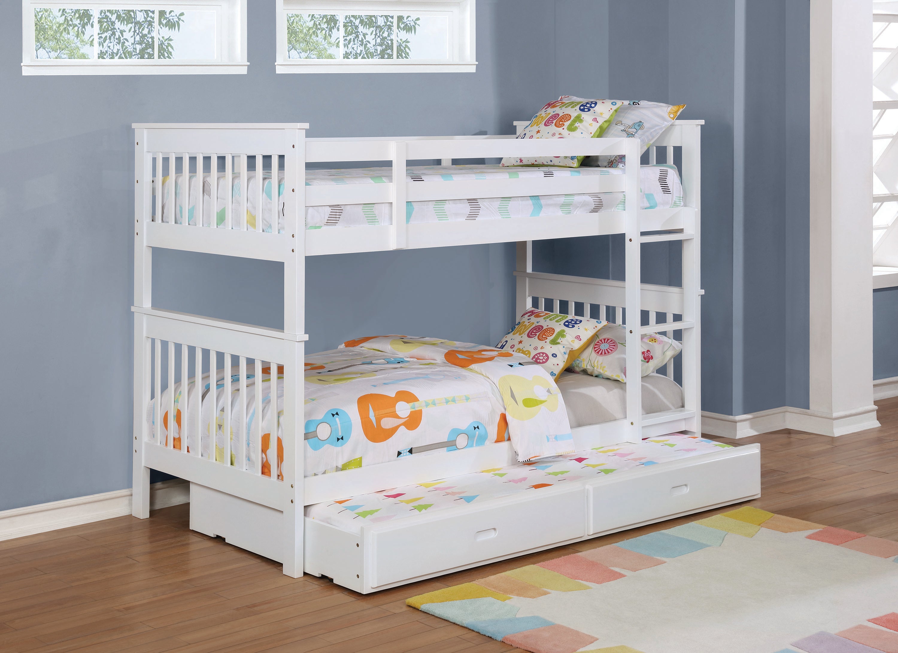 Chapman Wood Twin Over Twin Bunk Bed White-460244N