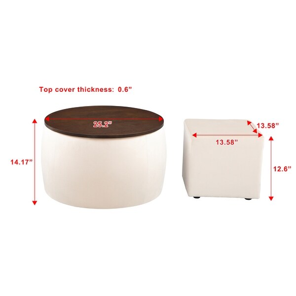 Round Ottoman Set with Storage (2 in 1 combination)