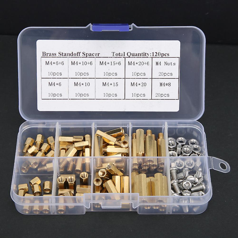 120pcs 10 Different Sizes Brass Hex Standoff 304 Stainless Steel Screw Nuts Set Pcb Board Standoff Screw Nut Assortment