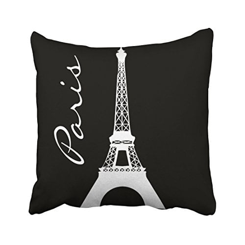 WinHome Decorative Black and White Tower Paris Throw Pillow Covers Printed Cushion Cases for Sofa Bed Pillow Decorative Size 18x18 inches Two Side