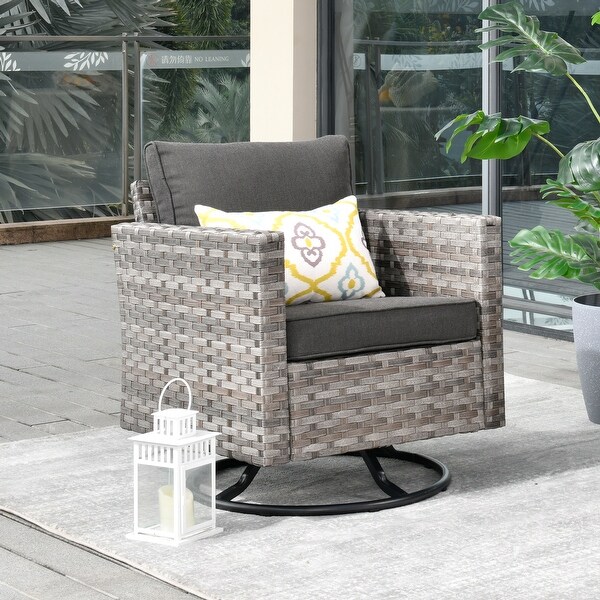 OVIOS Swivel Rocking Wicker Chair