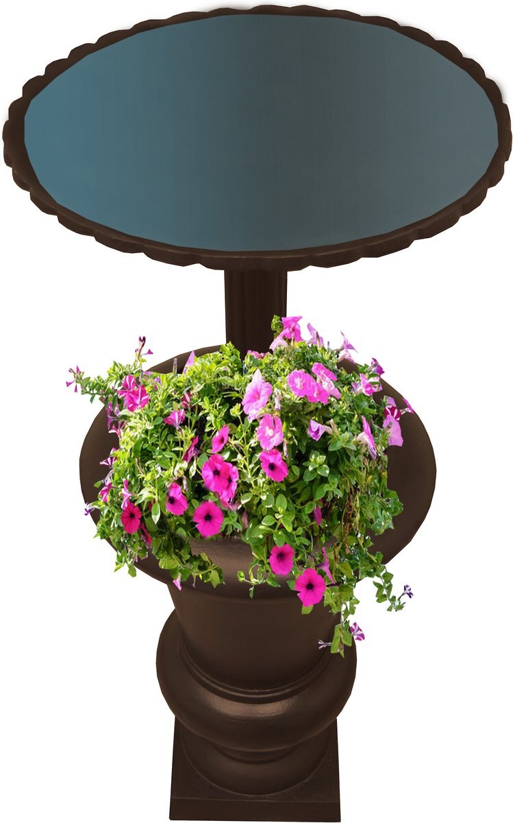 Oakland Living Ornate Round Cast Bird Bath and Planter Vase Combo