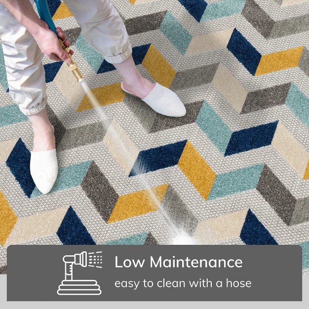 Well Woven Bela Chevron Geometric Indoor Outdoorhigh low Pile Grey Area Rug