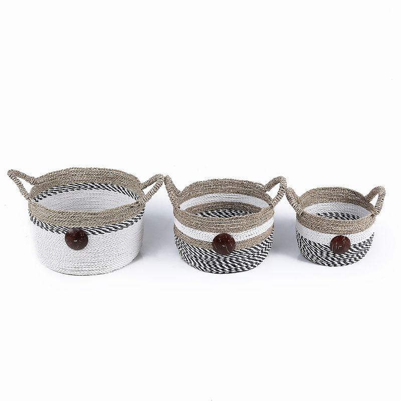 Saddle River Raffia and Seagrass Basket 3-piece Set