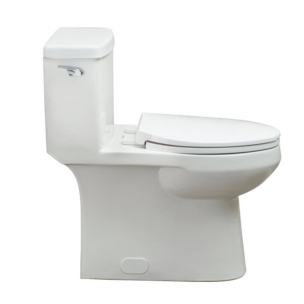 Foremost 1-Piece 1.28 GPF Single Flush Elongated Toilet FM trim in White with Slow Close Toilet Seat Included TL-8423HC-EW-FM