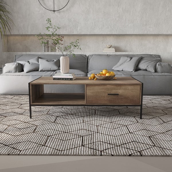 Modern Coffee Table With Drawers And Storage Shelves for Living Room Reception