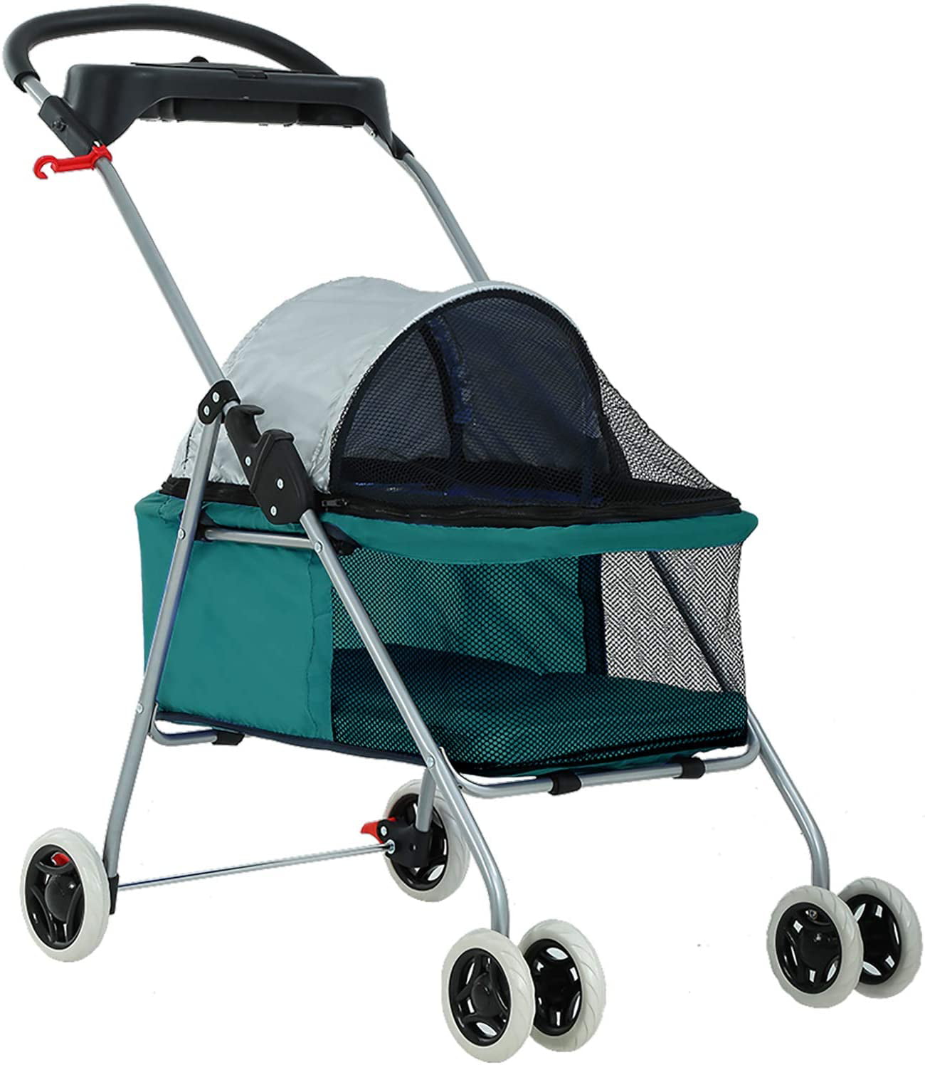 BestPet Pet Stroller with Cup Holder， 4 Wheels， Posh Folding， Waterproof， Portable