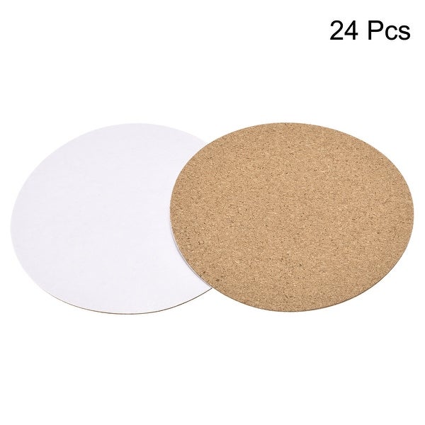 100mm Dia Round Coasters 1mm Thick Cork Cup Mat Self-Adhesive 24pcs - Wood