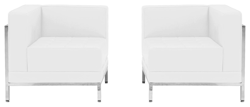 HERCULES Imagination Series Melrose White Leather 2 Piece Corner Chair Set   Contemporary   Armchairs And Accent Chairs   by GwG Outlet  Houzz