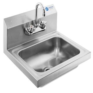 GRIDMANN 17 in. Stainless Steel 18-Gauge Wall Mount 1-Compartment Commercial Kitchen Hand Sink with Faucet REST-SINK-HS-GR13-SERV1