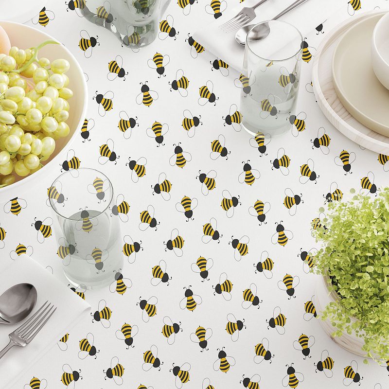 Square Tablecloth， 100% Cotton， 60x60， Bumble Bees Flying