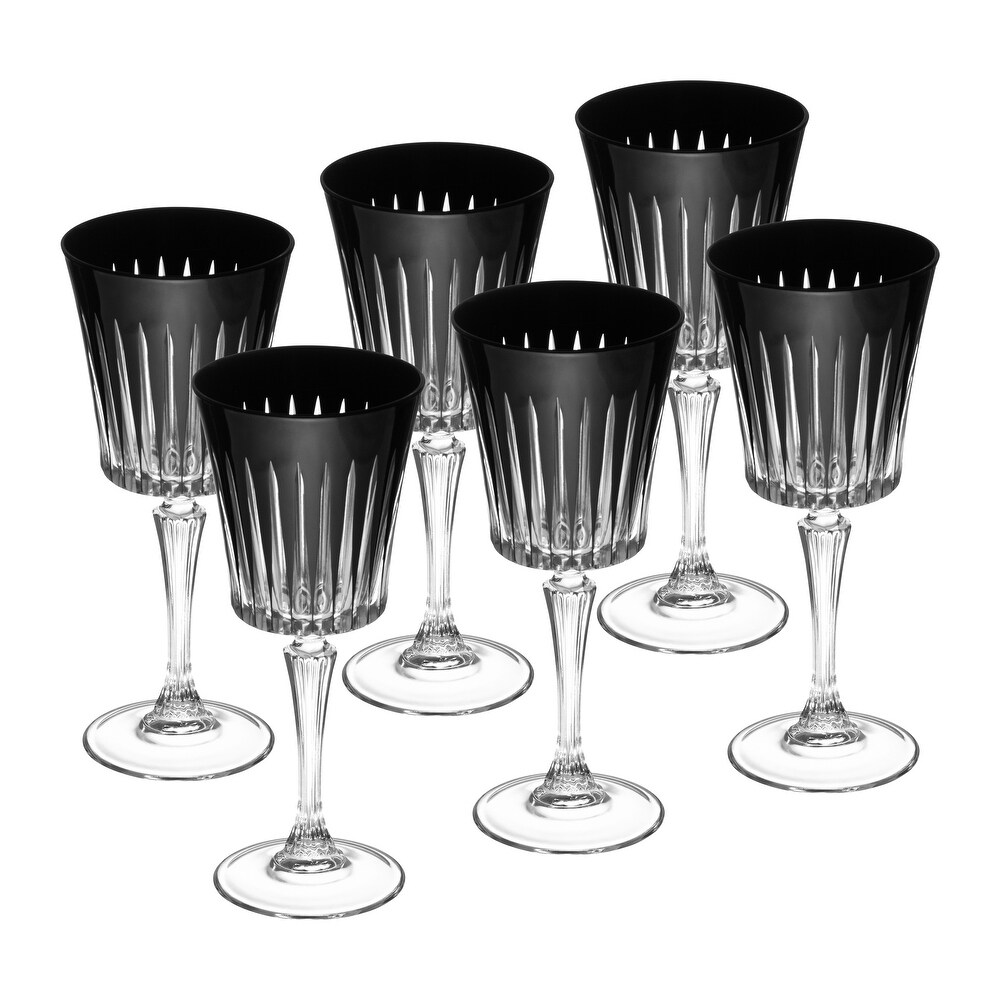 Majestic Gifts European Glass Water / Wine Goblet Black Set/6   10 Oz.