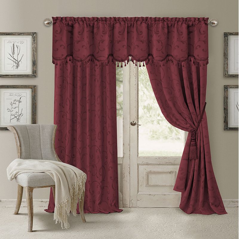 Elrene Home Fashions Mia Jacquard Scroll Blackout Window Curtain