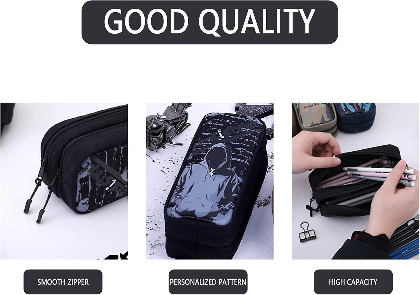 Fashion Boy Pencil Pouch Big Capacity Pencil Case， Pattern Printed On Canvas Storage Pouch Marker Pen Bag， Portable Travel Storage Box Desk Office Org