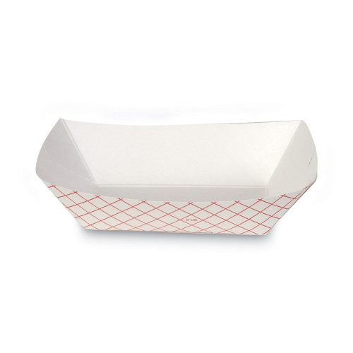 Dixie Kant Leek Polycoated Paper Food Tray， 1 lb Capacity， 6.25 x 4.7 x 1.6， Red Plaid， 1，000/Carton (RP1008)