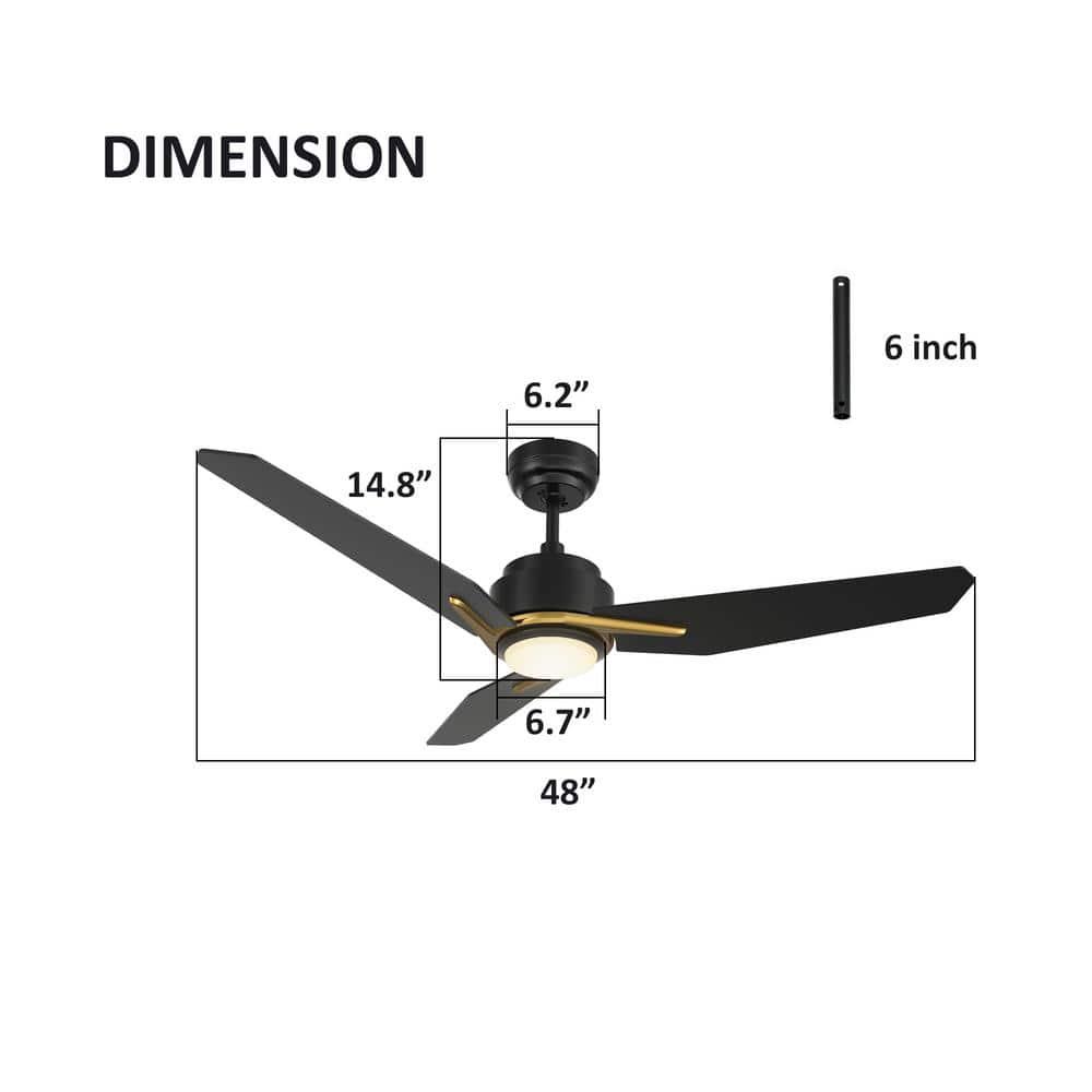 CARRO Tilbury 48 in Integrated LED IndoorOutdoor Black Smart Ceiling Fan with Light and Remote Works with AlexaGoogle Home