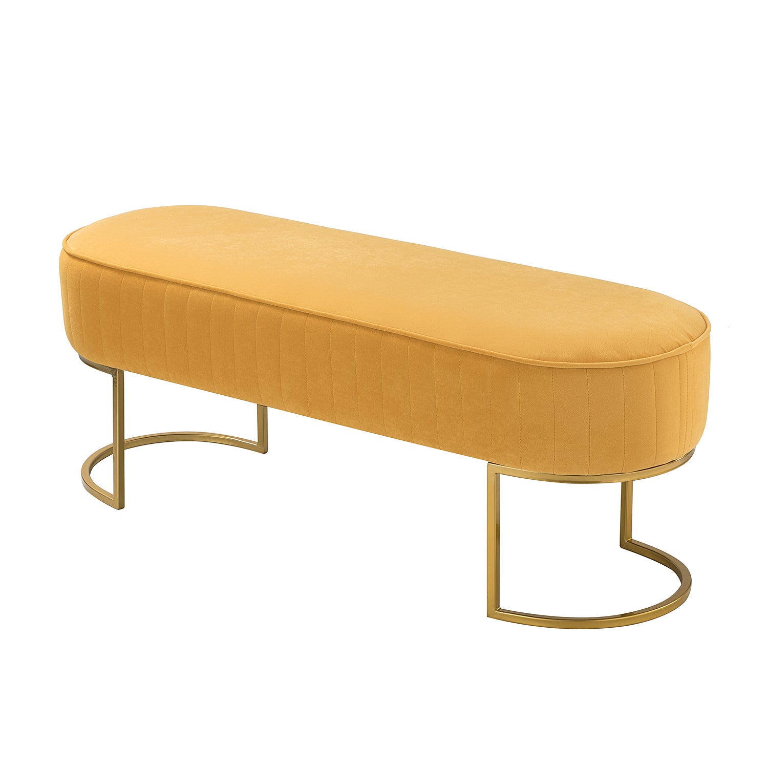 ARTFUL LIVING DESIGN Upholstered Bench with Metal Legs for Bedroom, Mustard